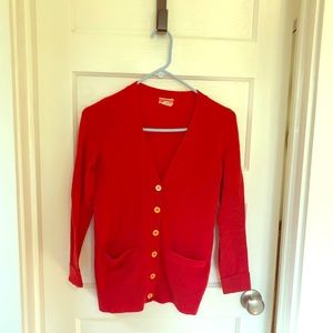J. Crew Red Cashmere Cardigan